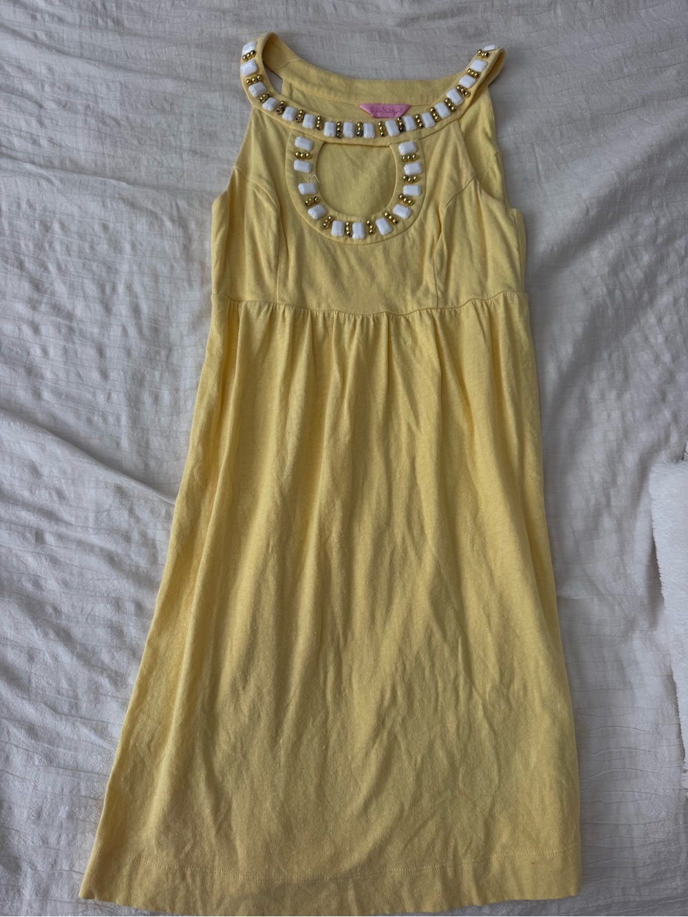 Lilly Pulitzer Yellow Sleeveless Dress with Jewel Neckline